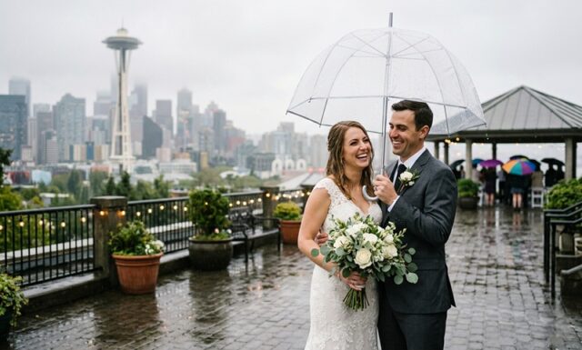Rainy Day Wedding Photo